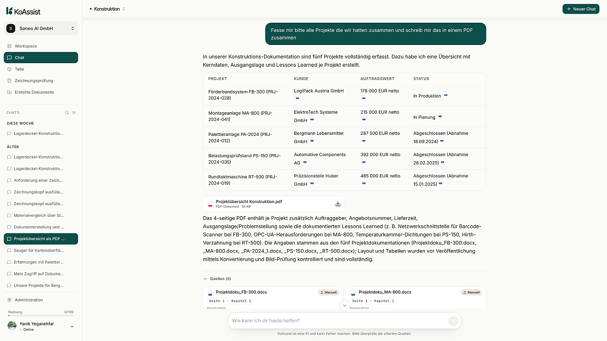 Vom Pilotprojekt in den Regelbetrieb: Augsburger Ingenieurbüro Roschiwal setzt auf KoAssist des Wiener KI-Startups Soneo AI
